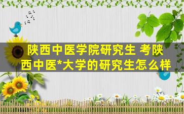 陕西中医学院研究生 考陕西中医药大学的研究生怎么样